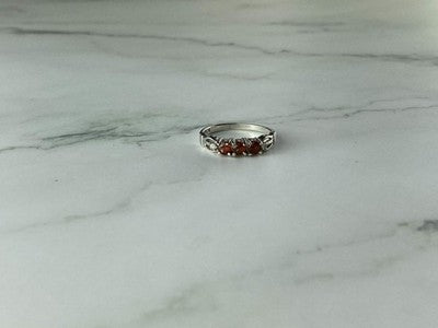 925 Sterling Silver Spessartine & CZ Ring Size 8