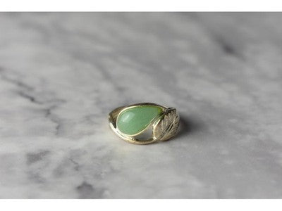 925 Sterling Silver Green Nephrite (Jade) Ring Size 6.5