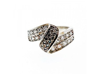 925 Sterling Silver Blue & White Spinel Ring Size 7