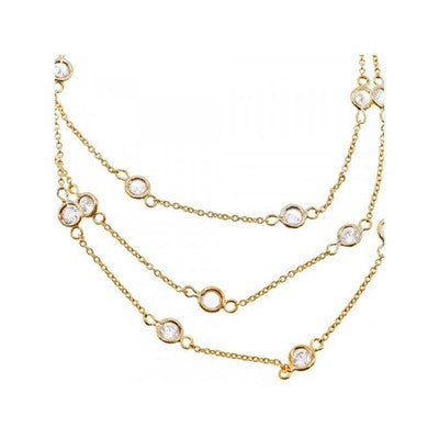 925 Sterling Silver Gold Plated CZ Necklace