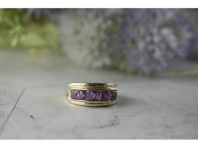 925 Sterling Silver Purple Tourmaline Ring Size 7