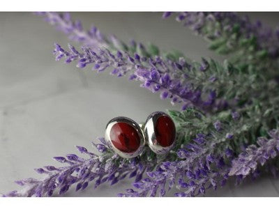 925 Sterling Silver Red Jasper Stud Earrings