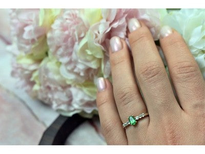 10K Yellow Gold Emerald & Colorless Spinel Ring Size 6.25