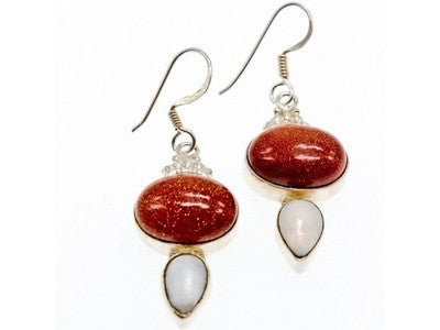 Vintage 925 Sterling Silver Aventurine and Mother of Pearl Set