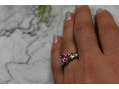 925 Sterling Silver Pink & White CZ Ring Size 6
