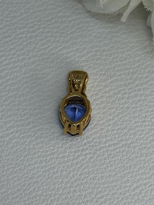 925 Sterling Silver Gold Plated Blue Spinel Pendant Length 0.75 Inch