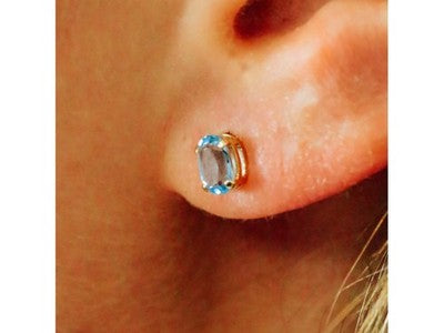 14K YELLOW GOLD TOPAZ STUD EARRINGS