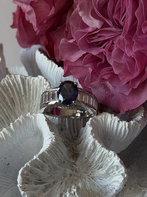 925 Sterling Silver Tourmaline & Beryl Ring Size 8