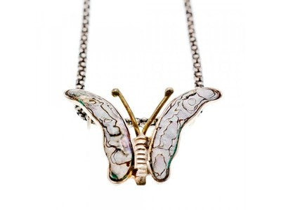 925 Sterling Silver Gold Plated Haliotis Butterfly Chain With Pendant