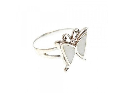925 Sterling Silver Mother Of Pearl "Butterfly" Ring Size 8.5