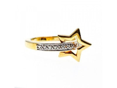 925 Sterling Silver Gold Plated Sapphires "Star" Ring Size 7.5