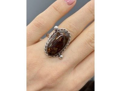 Vintage 925 Sterling Silver Jasper Ring Size 7
