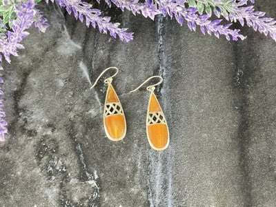 Vintage 925 Sterling Silver Agate Earrings