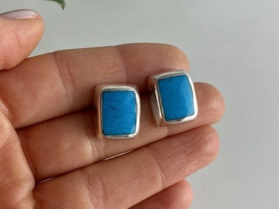 925 Sterling Silver Turquoise Stud Earrings
