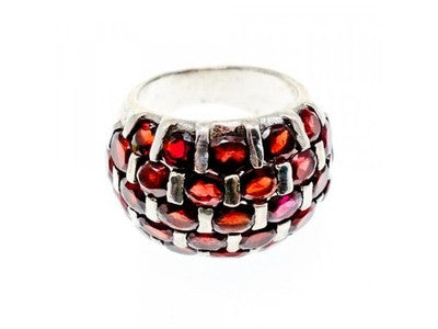925 Sterling Silver Garnet Ring Size 8