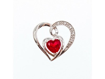 925 Sterling Silver Spinel & CZ "Heart" Pendant