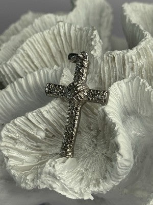 925 Sterling Silver Diamond Cross Length 1.50 Inch