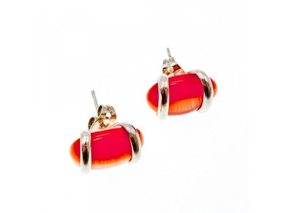 925 Sterling Silver Red Alpanite Stud Earrings