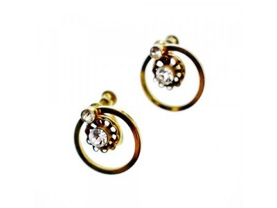 925 Sterling Silver Gold Plated CZ Earrings