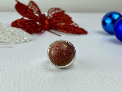 925 Sterling Silver Aventurine Ring Size 6.5