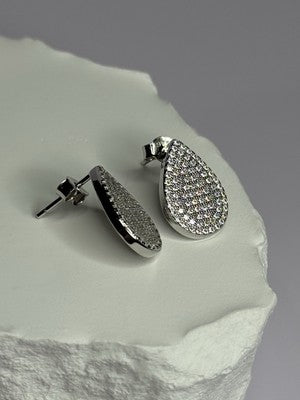 925 Sterling Silver Drop CZ Earrings Length 0.65 Inch