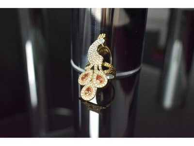 925 Sterling Silver Heliodor, CZ & Turquoise "Firebird" Ring Size 9.5