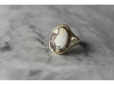 Vintage 925 Sterling Silver Moss Agate Ring Size 5.5