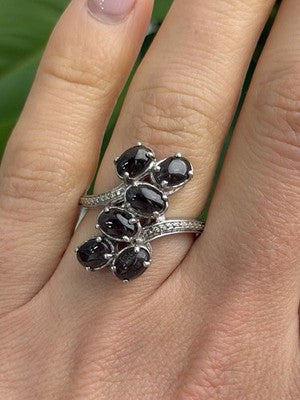 925 Sterling Silver Black Star Sapphire Ring Size 7