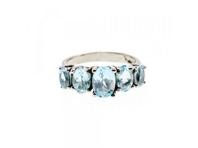 925 Sterling Silver Blue Spinel Ring Size 6.5