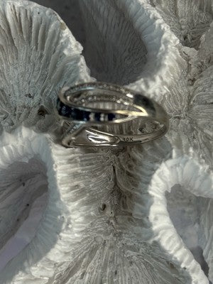 10K White Gold Sapphire & Diamond Ring Size 7