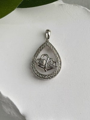 925 Sterling Silver Diamond 0.09 ctw Heart Pendant
