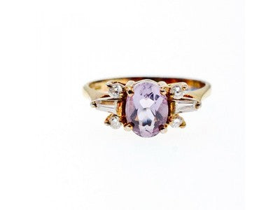 925 Sterling Silver Gold Plated Iolite & CZ Ring Size 8