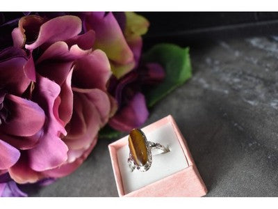 925 Sterling Silver Tiger'S Eye Ring Size 8