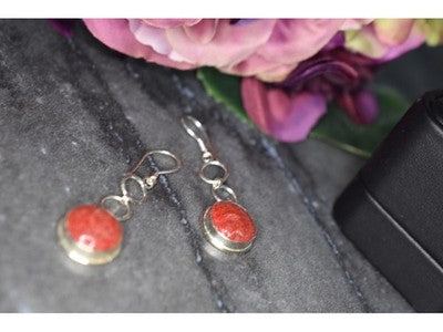 925 Sterling Silver Red Jasper Earrings