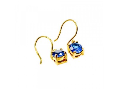 925 Sterling Silver Gold Plated Sapphire Spinel Earrings