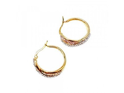 925 Sterling Silver Gold Plated Multicolor CZ Hoop Earrings