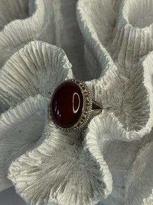 Vintage 925 Sterling Silver Agate Ring Size 8