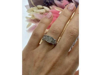 925 Sterling Silver Raw Uncut Diamonds Cluster Stones Set Ring Size 7