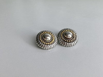 Flli Menegatti  Vintage 925 Sterling Silver Two Tone  14k Gold Clip-On Earrings