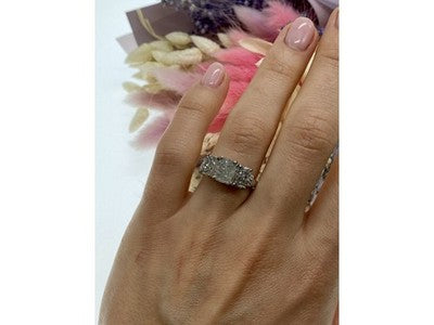 925 Sterling Silver Raw Uncut Diamonds Cluster Stones Set Ring Size 7