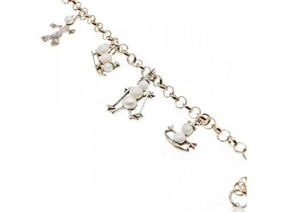 925 Sterling Silver Pearls "Snowmen" Bracelet