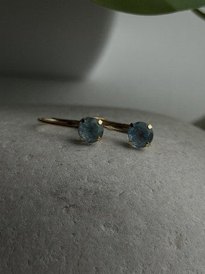 Beautiful 10K Yellow Gold Blue Topaz Leverback Earrings