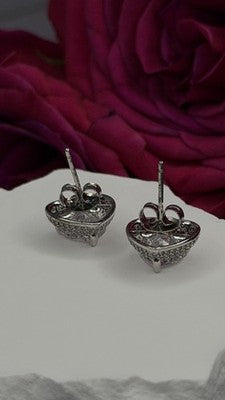 925 Sterling Silver Moissanite Heart Stud Earrings