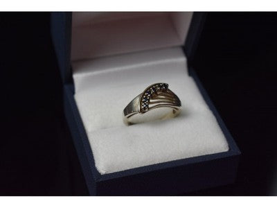 925 Sterling Silver Sapphires Ring Size 6.5