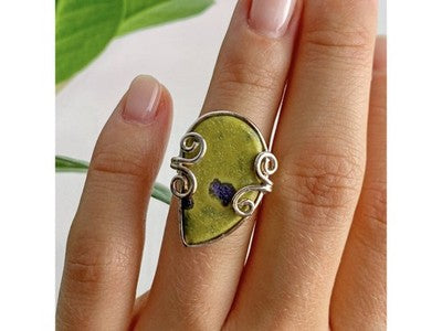 925 Sterling Silver Jasper Ring Size 5.5