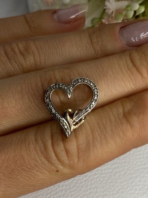 925 Sterling Silver White Topaz Heart Pendant Length 0.75 Inch