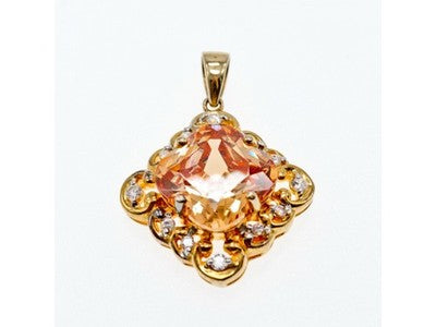 925 Sterling Silver Gold Plated Heliodor & CZ Pendant
