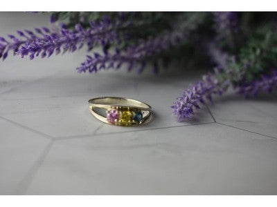925 Sterling Silver Multicolor CZ Ring Size 9.5