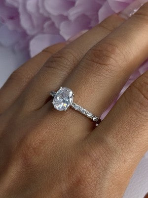 Shiny 925 Sterling Silver CZ Ring Size 10