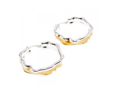 925 Sterling Silver Gold Plated Original Design Earrings Italy